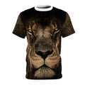 Lion Face Graphic Tee — Bold All-Over Print Animal Portrait T-Shirt