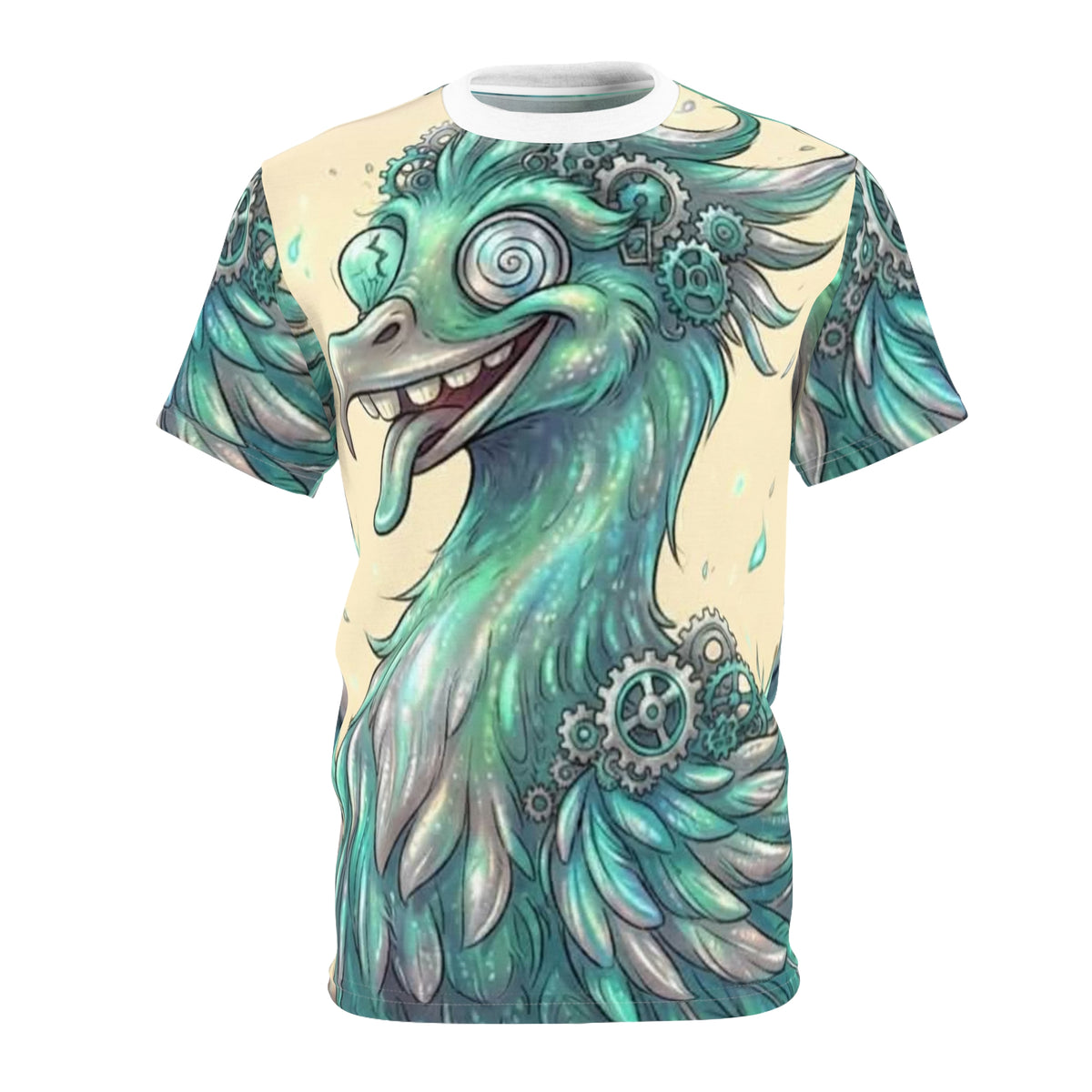 Whimsical Steampunk Bird All-Over Print Tee