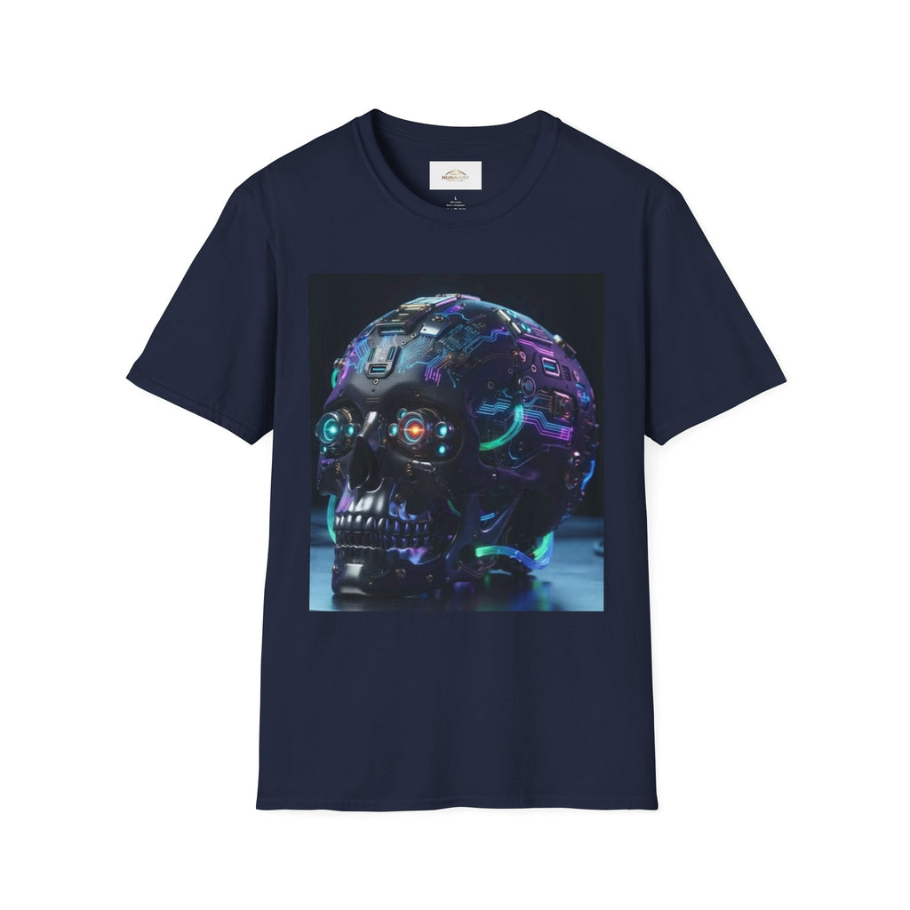 Neon Futuristic Skull  Graphic T-Shirt