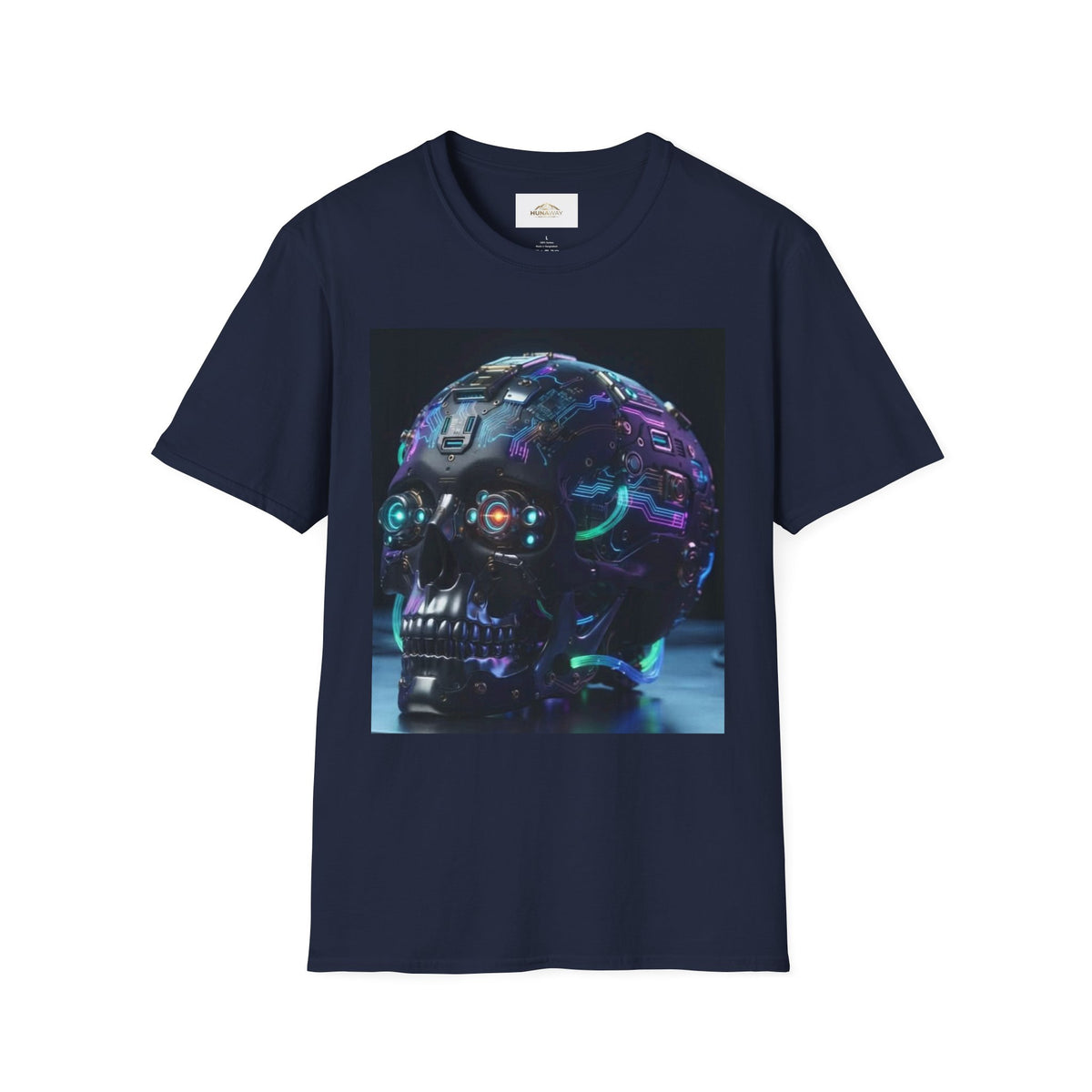 Neon Futuristic Skull  Graphic T-Shirt