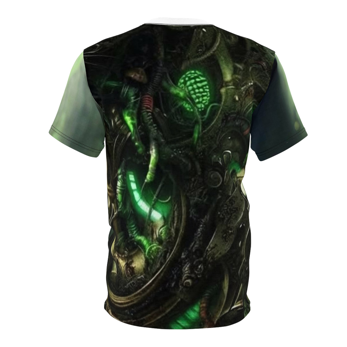 Green Mechanical Cat Graphic T- Shirt