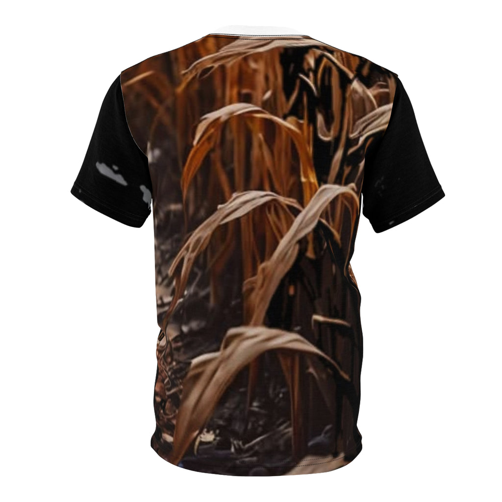 Scarecrow Skull Tee – Spooky Harvest Halloween All-Over Print Shirt