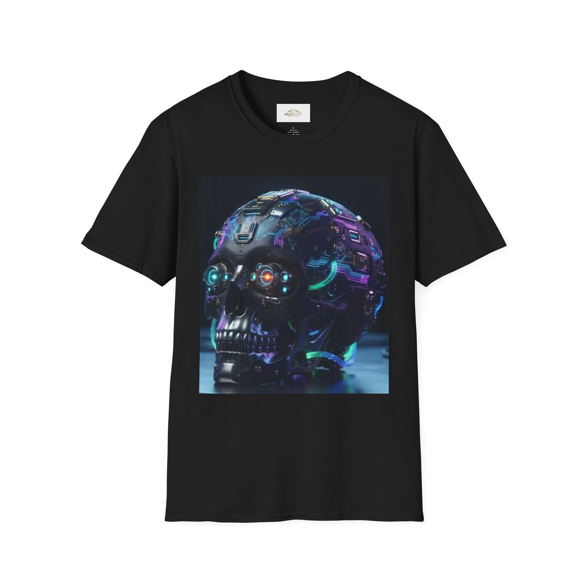 Neon Futuristic Skull  Graphic T-Shirt
