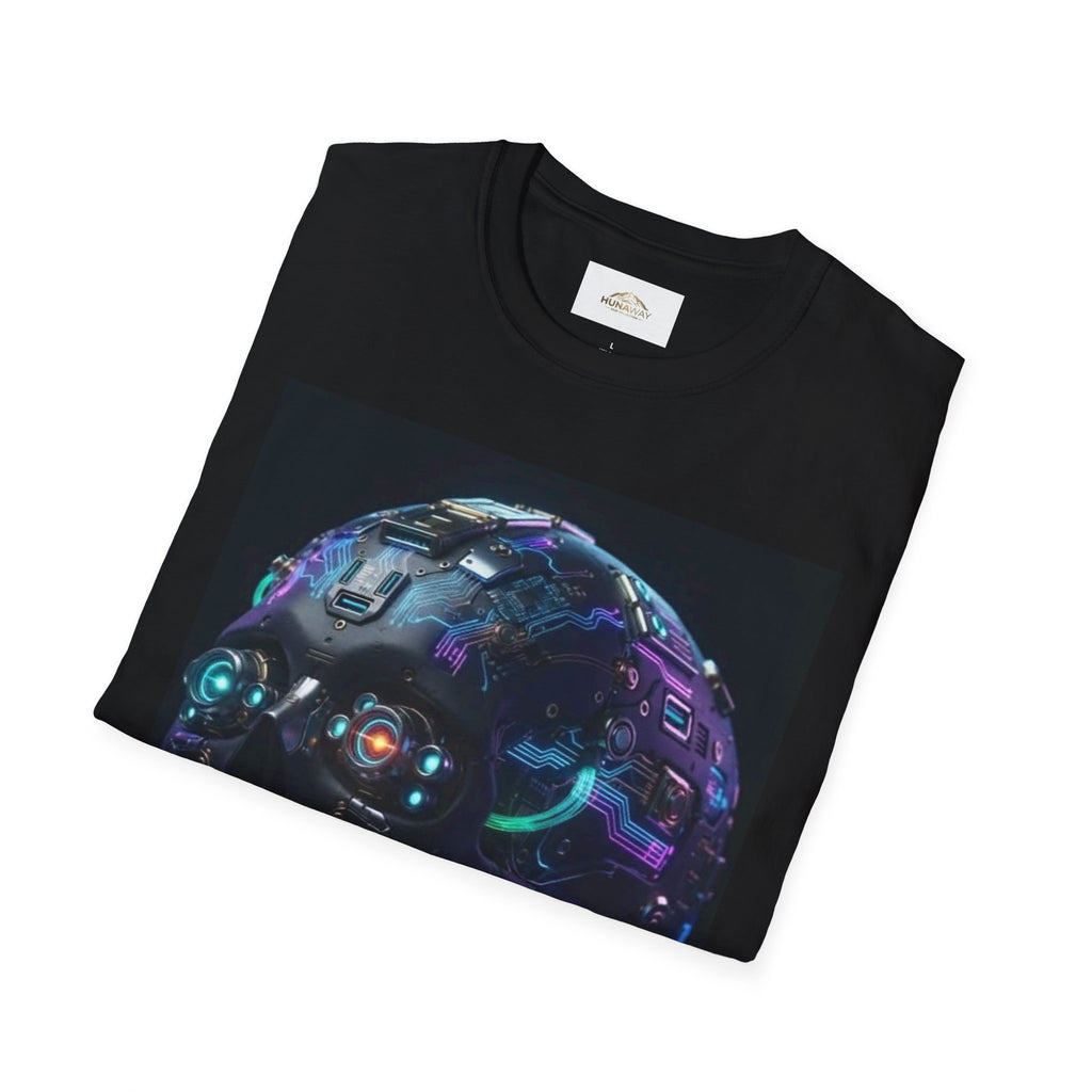 Neon Futuristic Skull  Graphic T-Shirt