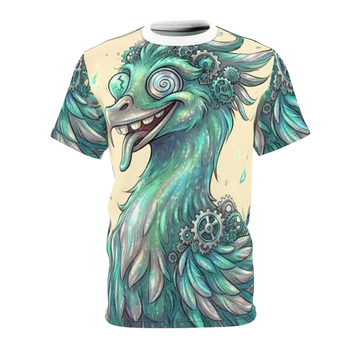 Whimsical Steampunk Bird All-Over Print Tee