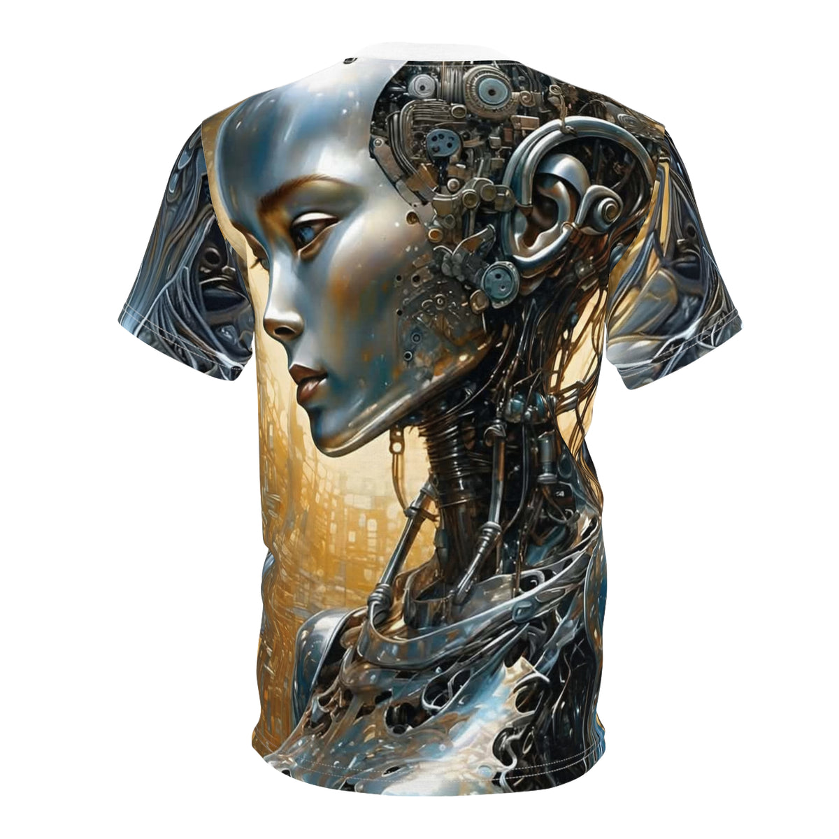 Hunaway Cyborg Tee — Futuristic Art All-Over Print Shirt