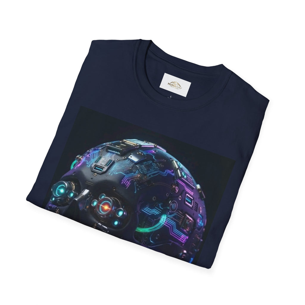 Neon Futuristic Skull  Graphic T-Shirt