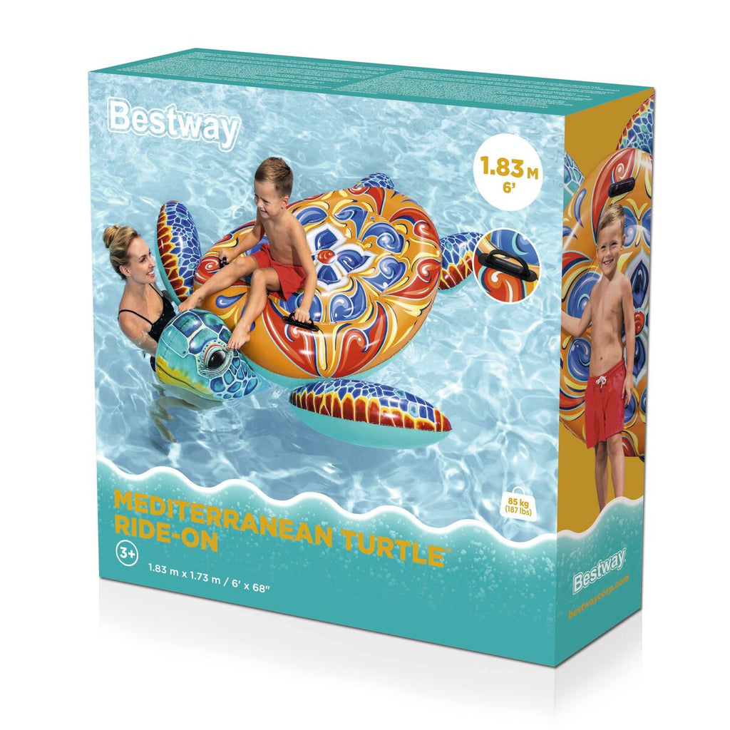 Bestway Inflatable Turtle 183x173 cm with Handles +3 Years Beach Pool 41523
