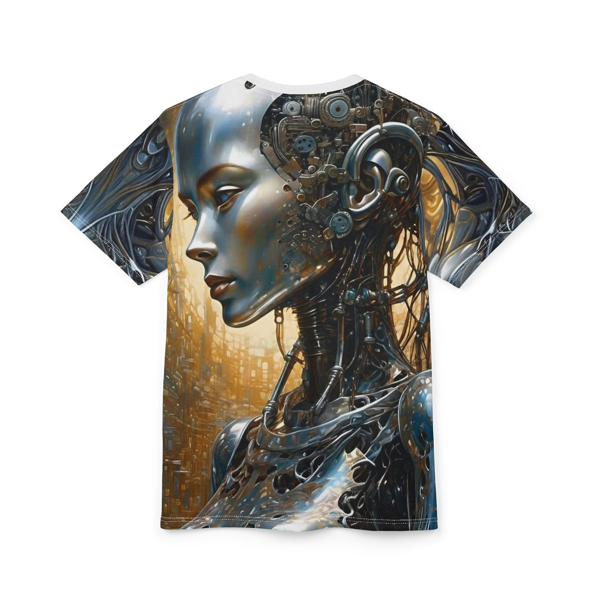 Hunaway Cyborg Tee — Futuristic Art All-Over Print Shirt