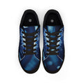 Hunaway Low-Top Sneakers — Blue Tech Circuit Pattern Leather Shoes
